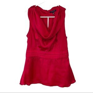 Banana Republic Factory Sleeveless Cowl Neck Peplum Top Red Small